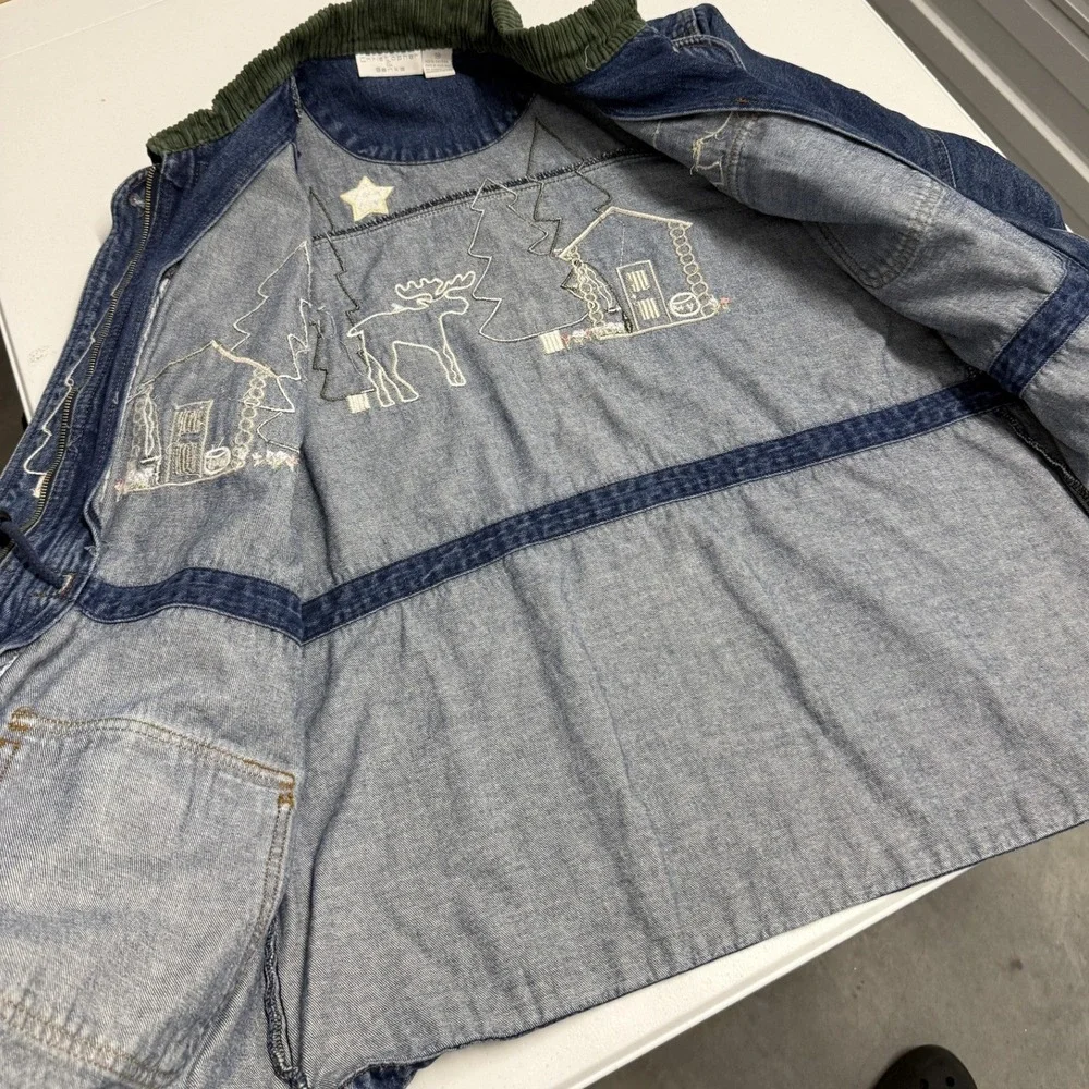 Christopher & Banks Denim Jacket Womens Medium Blue Excellent Vintage 1999 Bear - Picture 4 of 6